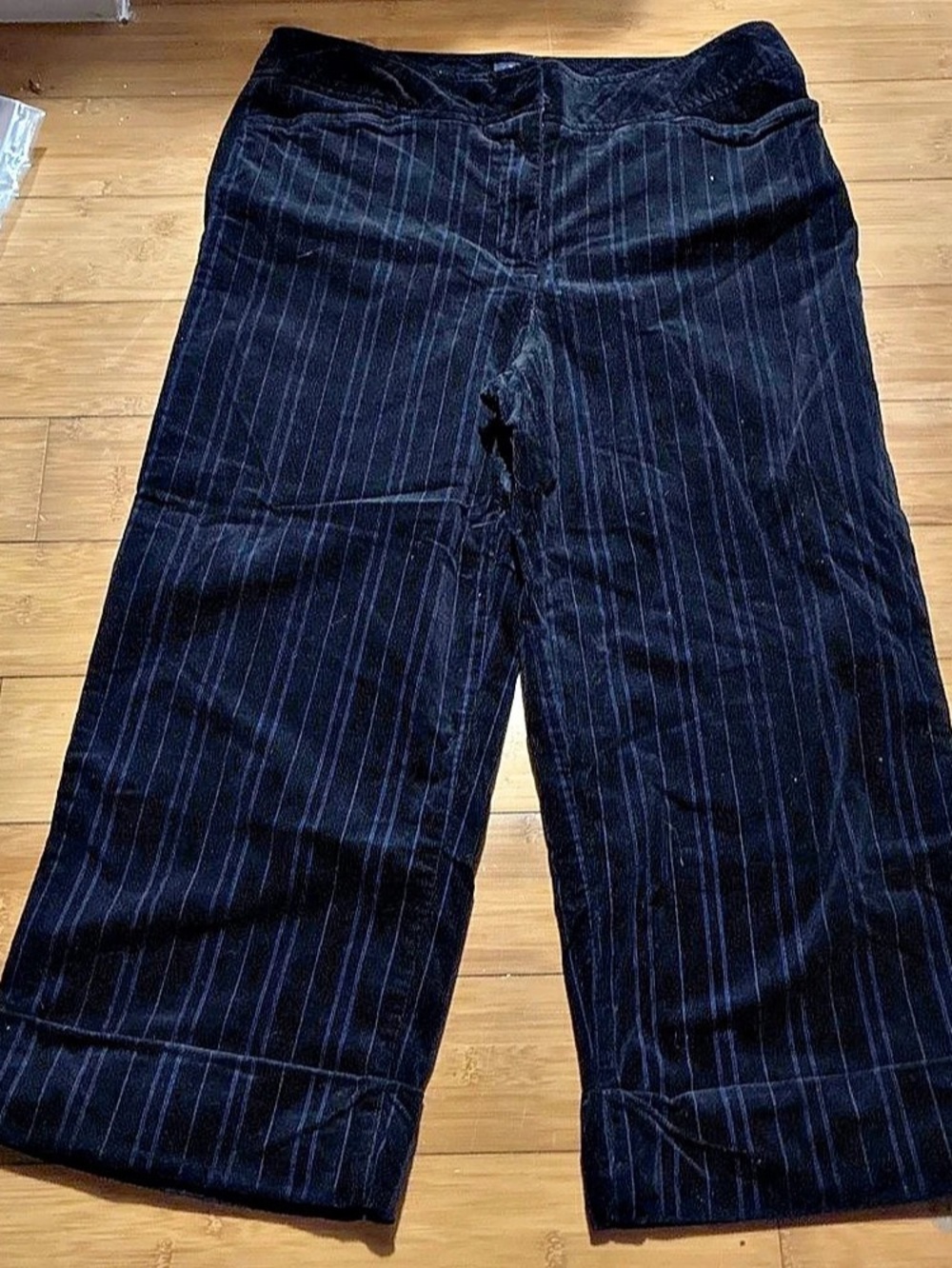 Westbound Pinstripe Wide Leg Pants in Black Size 10